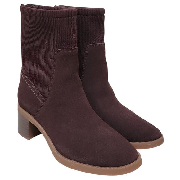 Clarks Women Lileigh Holly Block Heel Mid Calf Booties Size US 8.5M Dark Brown - Picture 2 of 7